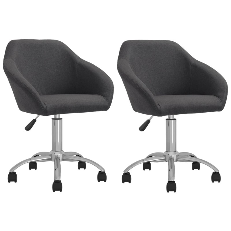 vidaXL Sillas de comedor giratorias 2 unidades tela gris oscuro vidaXL Sillas de comedor giratorias 2 unidades tela gris oscuro