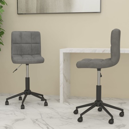 vidaXL Sillas de comedor giratorias 2 unidades terciopelo gris oscuro