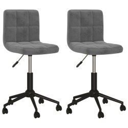 vidaXL Sillas de comedor giratorias 2 unidades terciopelo gris oscuro