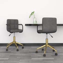 vidaXL Sillas de comedor giratorias 2 unidades terciopelo gris oscuro