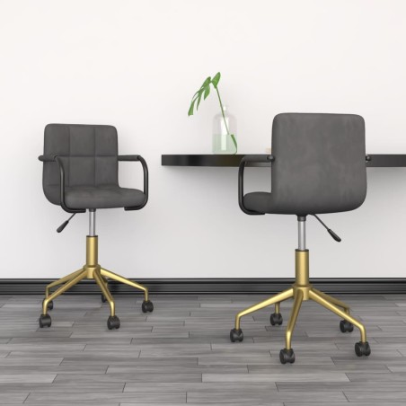 vidaXL Sillas de comedor giratorias 2 unidades terciopelo gris oscuro
