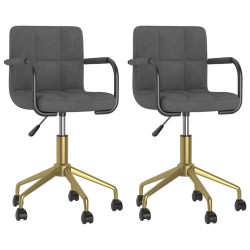 vidaXL Sillas de comedor giratorias 2 unidades terciopelo gris oscuro