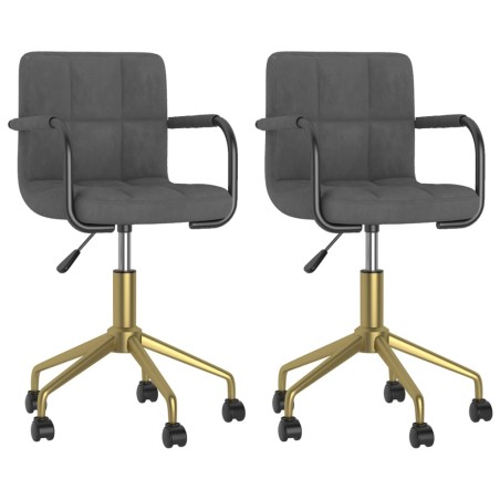 vidaXL Sillas de comedor giratorias 2 unidades terciopelo gris oscuro