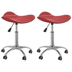 vidaXL Sillas de comedor giratorias 2 uds cuero sintético rojo tinto