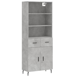 vidaXL Aparador alto madera contrachapada gris hormigón 69,5x34x180 cm
