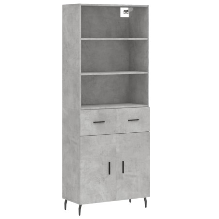 vidaXL Aparador alto madera contrachapada gris hormigón 69,5x34x180 cm