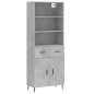 vidaXL Aparador alto madera contrachapada gris hormigón 69,5x34x180 cm vidaXL Aparador alto madera contrachapada gris hormigón 69,5x34x180 cm