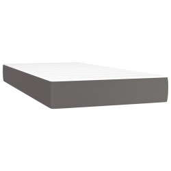 vidaXL Colchón de muelles ensacados cuero sintético gris 100x200x20 cm