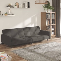 vidaXL Sofá cama de 2 plazas tela microfibra gris oscuro