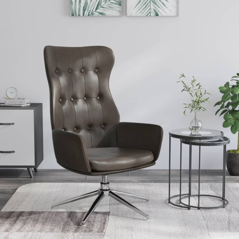 vidaXL Sillón de relax de cuero sintético marrón brillante