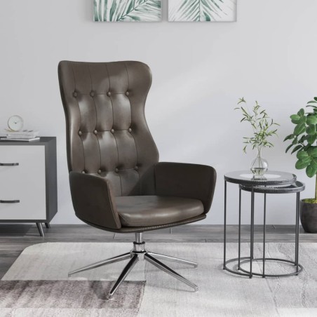 vidaXL Sillón de relax de cuero sintético marrón brillante