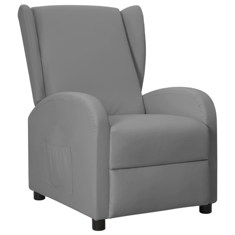 vidaXL Sillón orejero reclinable de cuero sintético gris vidaXL Sillón orejero reclinable de cuero sintético gris