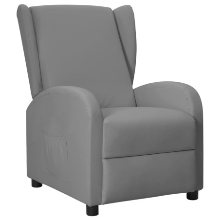 vidaXL Sillón orejero reclinable de cuero sintético gris