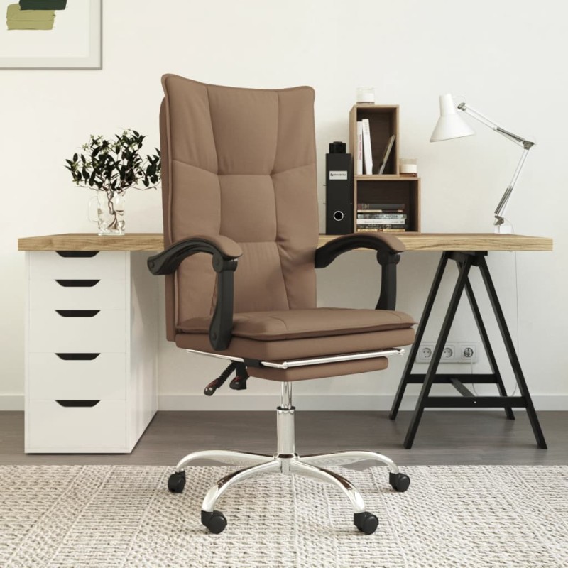 vidaXL Silla de oficina reclinable de tela marrón