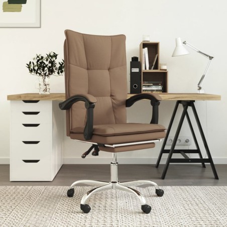 vidaXL Silla de oficina reclinable de tela marrón