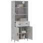 vidaXL Aparador alto madera contrachapada gris hormigón 69,5x34x180 cm vidaXL Aparador alto madera contrachapada gris hormigón 69,5x34x180 cm