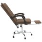 vidaXL Silla de oficina reclinable de tela marrón