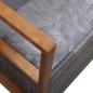 vidaXL Banco de almacenaje ratán sintético madera acacia gris 115 cm vidaXL Banco de almacenaje ratán sintético madera acacia gris 115 cm