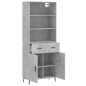 vidaXL Aparador alto madera contrachapada gris hormigón 69,5x34x180 cm vidaXL Aparador alto madera contrachapada gris hormigón 69,5x34x180 cm