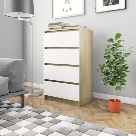 vidaXL Aparador madera contrachapada blanco roble Sonoma 60x35x98,5 cm