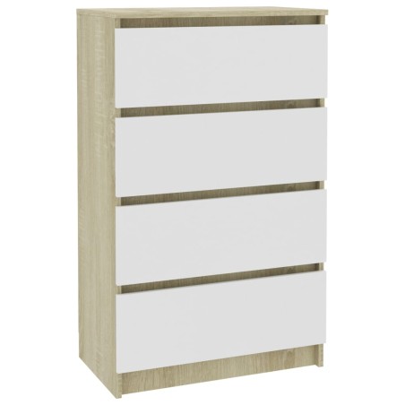 vidaXL Aparador madera contrachapada blanco roble Sonoma 60x35x98,5 cm