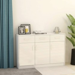 vidaXL Aparador de madera contrachapada blanco 110x30x75 cm