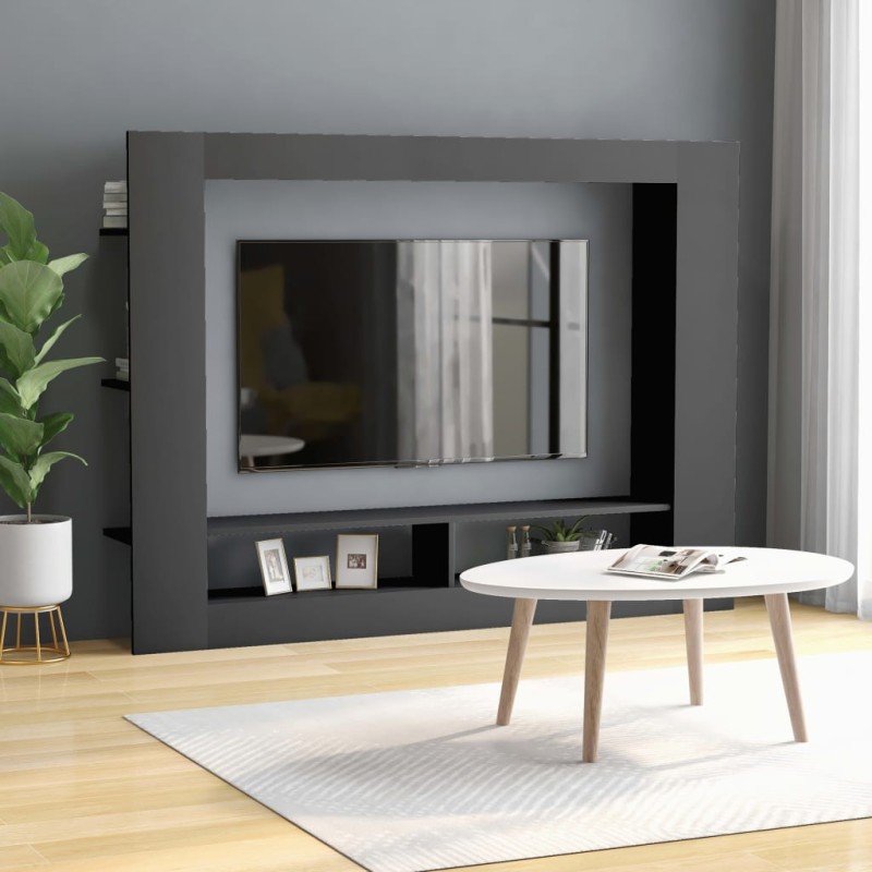 vidaXL Mueble de TV madera contrachapada gris 152x22x113 cm vidaXL Mueble de TV madera contrachapada gris 152x22x113 cm