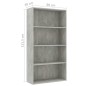 vidaXL Estantería 4 niveles contrachapada gris hormigón 80x30x151,5cm vidaXL Estantería 4 niveles contrachapada gris hormigón 80x30x151,5cm