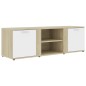 vidaXL Mueble de TV madera contrachapada blanco y roble 120x34x37 cm vidaXL Mueble de TV madera contrachapada blanco y roble 120x34x37 cm