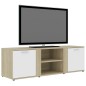 vidaXL Mueble de TV madera contrachapada blanco y roble 120x34x37 cm vidaXL Mueble de TV madera contrachapada blanco y roble 120x34x37 cm