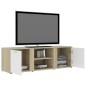 vidaXL Mueble de TV madera contrachapada blanco y roble 120x34x37 cm vidaXL Mueble de TV madera contrachapada blanco y roble 120x34x37 cm