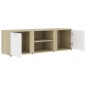 vidaXL Mueble de TV madera contrachapada blanco y roble 120x34x37 cm vidaXL Mueble de TV madera contrachapada blanco y roble 120x34x37 cm