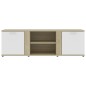 vidaXL Mueble de TV madera contrachapada blanco y roble 120x34x37 cm vidaXL Mueble de TV madera contrachapada blanco y roble 120x34x37 cm