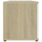 vidaXL Mueble de TV madera contrachapada blanco y roble 120x34x37 cm vidaXL Mueble de TV madera contrachapada blanco y roble 120x34x37 cm