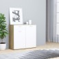 vidaXL Aparador madera contrachapada blanco y roble Sonoma 80x36x75 cm vidaXL Aparador madera contrachapada blanco y roble Sonoma 80x36x75 cm