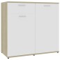 vidaXL Aparador madera contrachapada blanco y roble Sonoma 80x36x75 cm vidaXL Aparador madera contrachapada blanco y roble Sonoma 80x36x75 cm