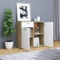 vidaXL Aparador madera contrachapada blanco y roble Sonoma 80x36x75 cm vidaXL Aparador madera contrachapada blanco y roble Sonoma 80x36x75 cm