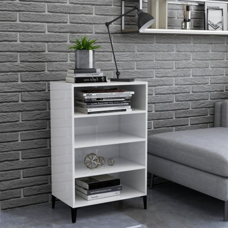 vidaXL Aparador de madera contrachapada blanco brillante 57x35x90 cm
