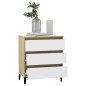 vidaXL Aparador madera contrachapada blanco y roble Sonoma 60x35x69 cm vidaXL Aparador madera contrachapada blanco y roble Sonoma 60x35x69 cm