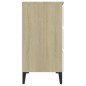 vidaXL Aparador madera contrachapada blanco y roble Sonoma 60x35x69 cm vidaXL Aparador madera contrachapada blanco y roble Sonoma 60x35x69 cm