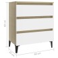 vidaXL Aparador madera contrachapada blanco y roble Sonoma 60x35x69 cm vidaXL Aparador madera contrachapada blanco y roble Sonoma 60x35x69 cm