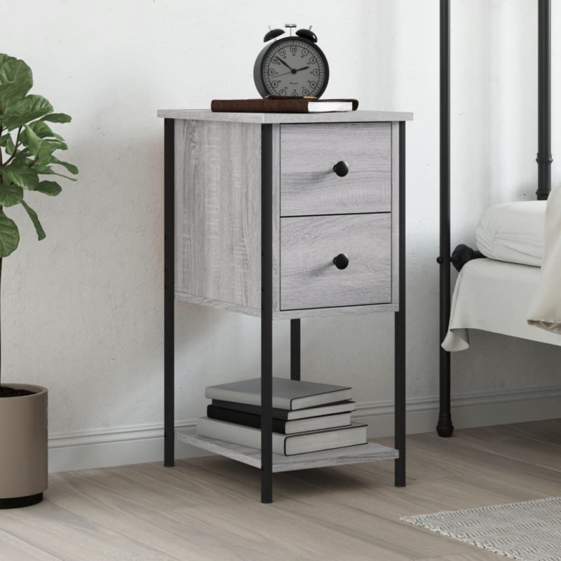 vidaXL Mesita de noche madera de ingeniería gris Sonoma 32x42x70 cm vidaXL Mesita de noche madera de ingeniería gris Sonoma 32x42x70 cm