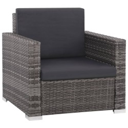 vidaXL Set de muebles de jardín 12 pzas y cojines ratán sintético gris