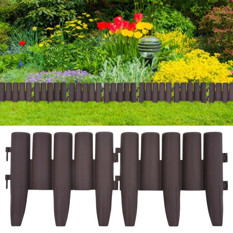 vidaXL Bordes de jardín 36 unidades PP marrón 10 m vidaXL Bordes de jardín 36 unidades PP marrón 10 m