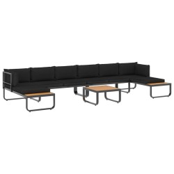 vidaXL Juego de sofás de esquina 5 piezas con cojines aluminio WPC