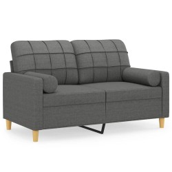 vidaXL Sofá de 2 plazas con cojines tela gris oscuro 120 cm