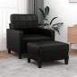 vidaXL Sillón con taburete cuero sintético negro 60 cm vidaXL Sillón con taburete cuero sintético negro 60 cm