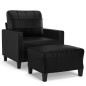 vidaXL Sillón con taburete cuero sintético negro 60 cm vidaXL Sillón con taburete cuero sintético negro 60 cm