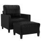 vidaXL Sillón con taburete cuero sintético negro 60 cm vidaXL Sillón con taburete cuero sintético negro 60 cm