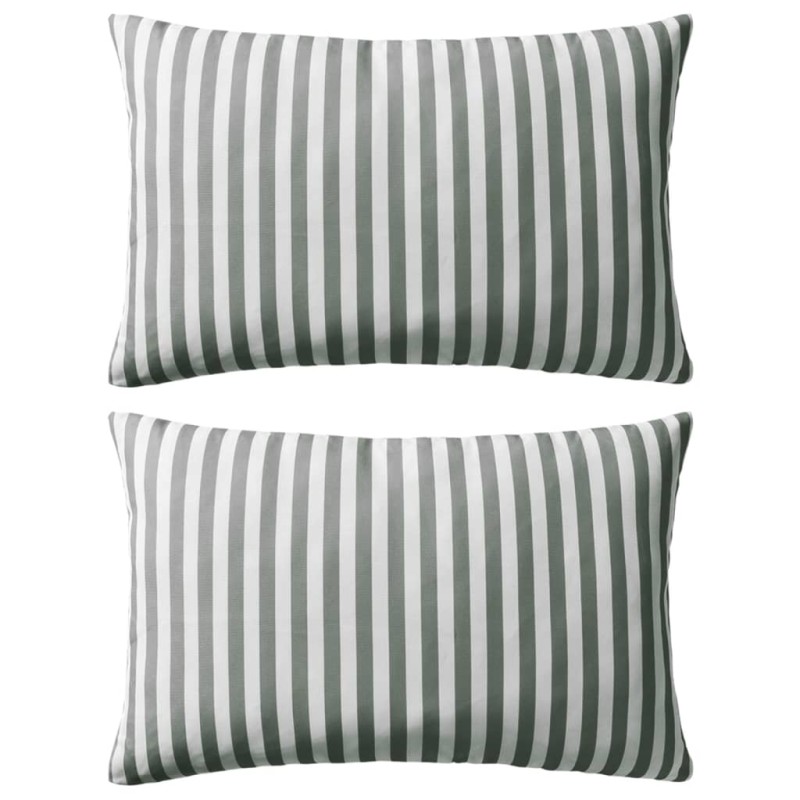 vidaXL Cojines para exterior a rayas 60x40 cm gris 2 unidades